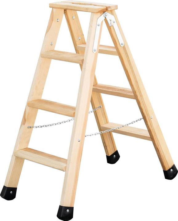 Produktbild Munk Stufen-Stehleiter Holz beidseitig begehbar 2x4 Stufen (Stehleiter, 113.50 cm)