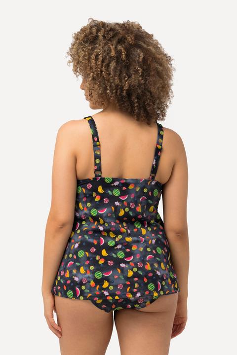 Image du produit Ulla Popken Tankini à volants, bonnets souples, matière recyclée dans un imprimé fruits (44 A)