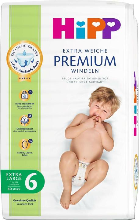 Produktbild Hipp Windeln Premium (Gr. 6, Tragepack, 40 Stk.)