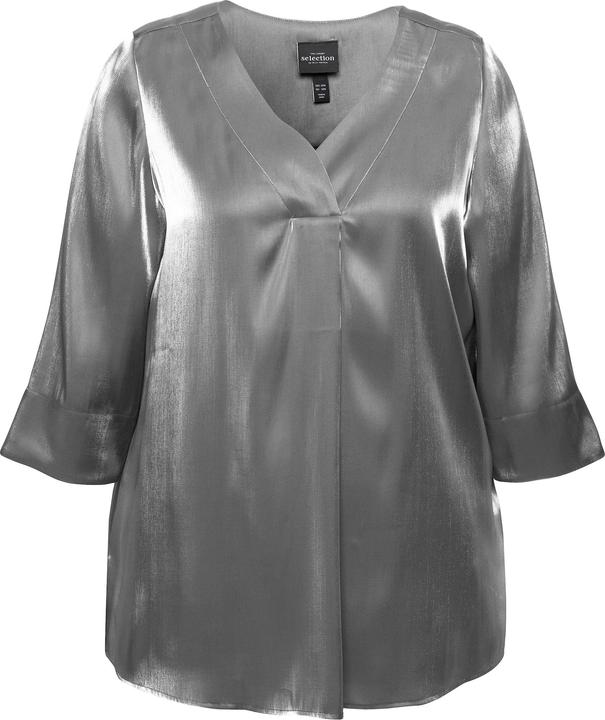 Produktbild Ulla Popken Bluse, A-Linie, Zierfalten, V-Ausschnitt, 3/4-Arm (54)