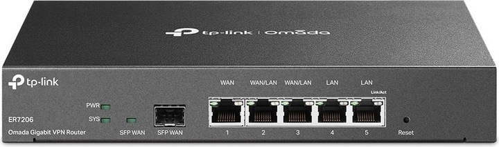 Produktbild TP-Link (TL-ER7206) SafeStream Gigabit Multi-WAN VPN Router, Omada SDN, 5x GB LAN, Up to 4x WAN, SFP Port, A