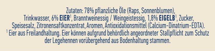 Nutritional values and ingredients Hellmann's Real cream (268 g)