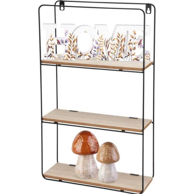 Thumbnail - AM/63, Regal, Wandregal - 3 Böden - Holz und Metall - ca. 30 x 10 x 50 cm