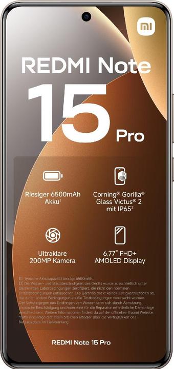 Produktbild Xiaomi Redmi Note 15 Pro (256 GB, Titanium color, 6.77", Hybrid Dual SIM, 4G)