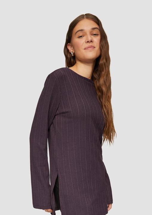 Actual product image S.Oliver T-Shirt Geripptes Longshirt mit seitlichen Schlitzen (S)