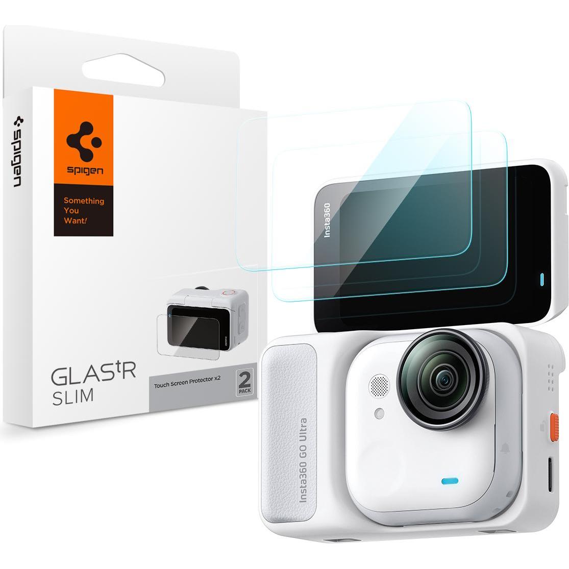 Spigen - (2 pack) Glas.tR Slim, Back Screen (AGL11171) - Insta360 Go Ultra - Clear, Accessori action cam, Trasparente