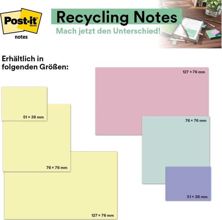 Immagine prodotto Post-it Recycling Notes Sticky Notes Standard 6541B giallo 6 blocchetti (76 x 76 mm)