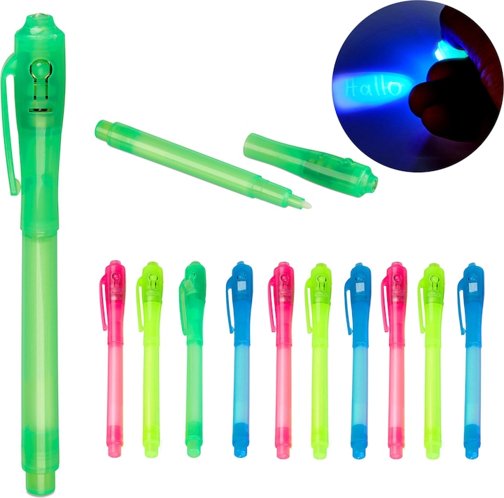 Image du produit Relaxdays Lot de 12 stylos marqueurs à lumière UV