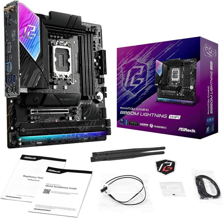Productafbeelding AsRock B860M Lightning WiFi DDR5 Intel S kleinhandel (LGA 1851, Intel B860, Micro ATX (mATX))