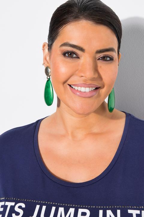 Immagine prodotto Ulla Popken T-shirt con scritta, orlo con fascia, scollo a girocollo e mezze maniche (46, 48)