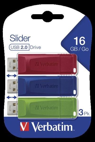 Image du produit Verbatim Slider (paquet de 3) (16 Go, USB-A)