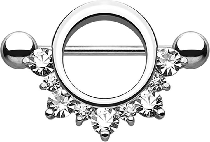 Immagine prodotto Star Piercing Barbell rund mit unterschiedlichen Kristallen silber (senza ottone, Acciaio chirurgico 316L)
