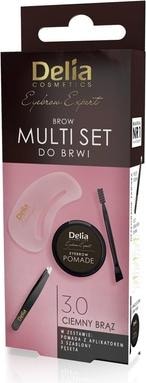 Produktbild Delia Cosmetics Augenbrauen-Multi-Set Dunkelbraun - Pinzette, Brauengel, Schablone, langanhaltende Formulierung