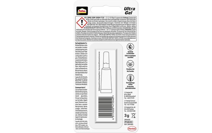 Produktbild Pattex Sekundenkleber Ultra Gel Mini Trio (1 g)