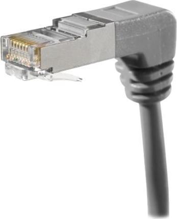 Actual product image Exertis Connect Patch cable S/FTP, Cat.6A, angled at both ends, grey, 1.0 m both plugs angled downwards (CAT6a, 1 m)