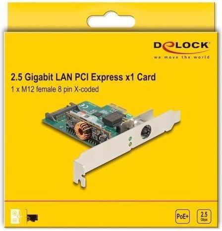 Image du produit Delock Carte réseau PCI Express x1 2,5 Gigabit LAN 1 x M12 (Mini PCI Express)