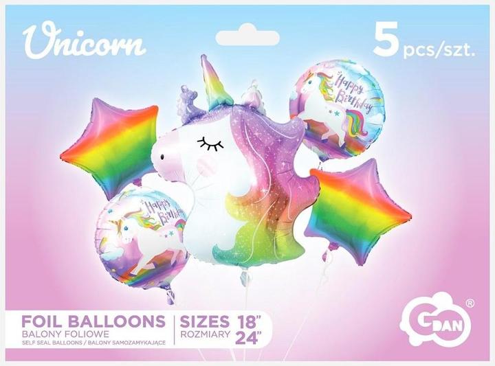 GoDan Foil balloons - Unicorn set, 5 pcs. (5 x)