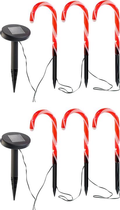Lunartec Solar-LED-Gartenstecker "Zuckerstangen", IP33, im 6er-Set (IP33)