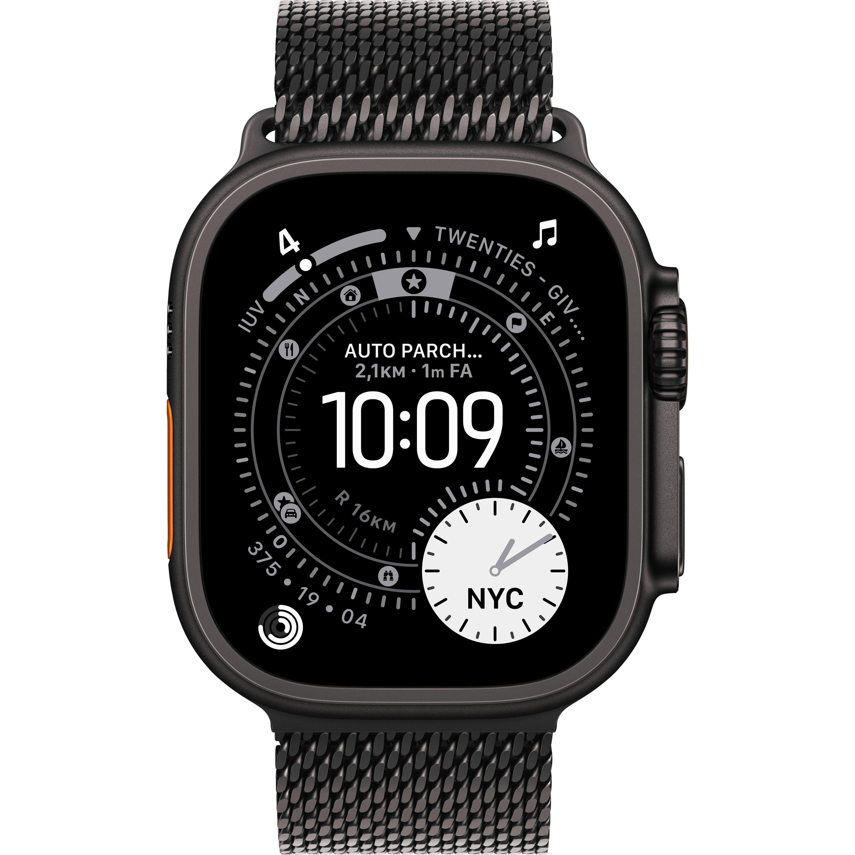 Apple Black Titanium Milanese Loop (49 mm, 95% recyceltes Titan), Uhrenarmband, Schwarz