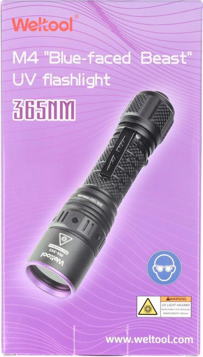 Actual product image Weltool M4 UV-Taschenlampe, 365nm, professionelle UV-Lampe, wiederaufladbar