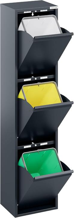 Veehaus Mülleimer mit Klappen für Küche (3 x 15 L) (45 l)