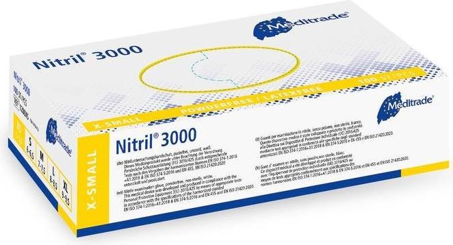 Actual product image Meditrade Nitrile 3000 Nitrile Gloves white (S)