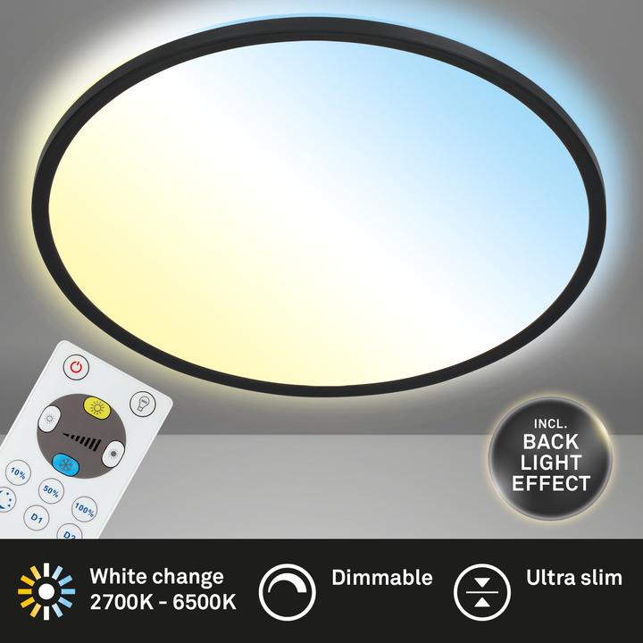 Actual product image Briloner Ultra flat CCT LED panel, black, 1xLED/22W (3000 lm)