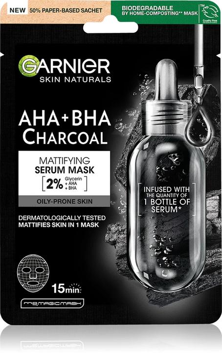 Actual product image Garnier ack Textile Mask With Seaweed Extract Pure Charcoal Skin Natura L S (Black Tissue Mask) 28