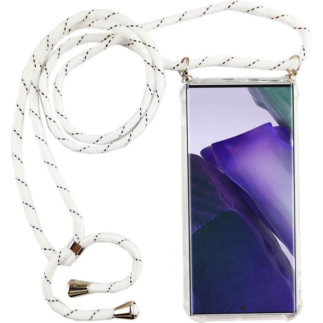 König Design Handykette für Samsung Galaxy Note 20 Hülle mit Band zum umhängen Kordel Weiss, Handykette, Transparent