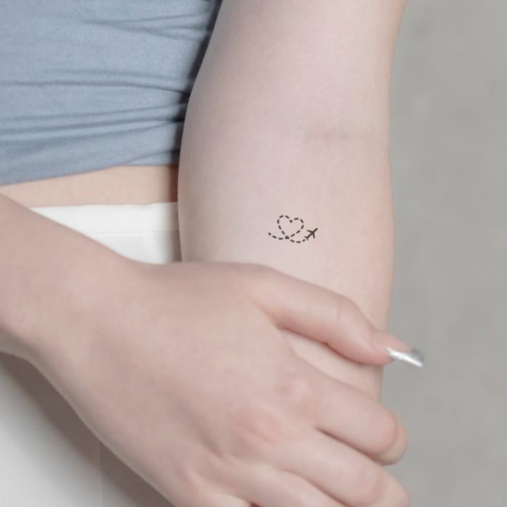 Actual product image minink Temporary tattoo - Heart with aeroplane