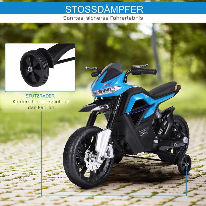 Image du produit Homcom Moto électrique pour enfants 3-6 ans avec roues stabilisatrices 3 km/h maximum Métal + plastique