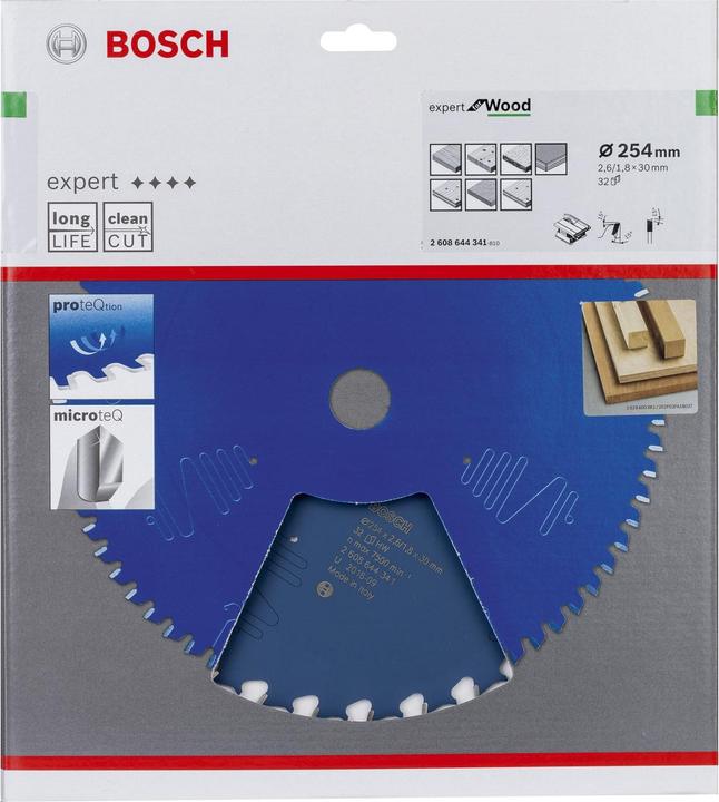 Produktbild Bosch Professional Zubehör Kreissägeblatt Expert for Wood, 254 x 30 x 2,6 mm, 32