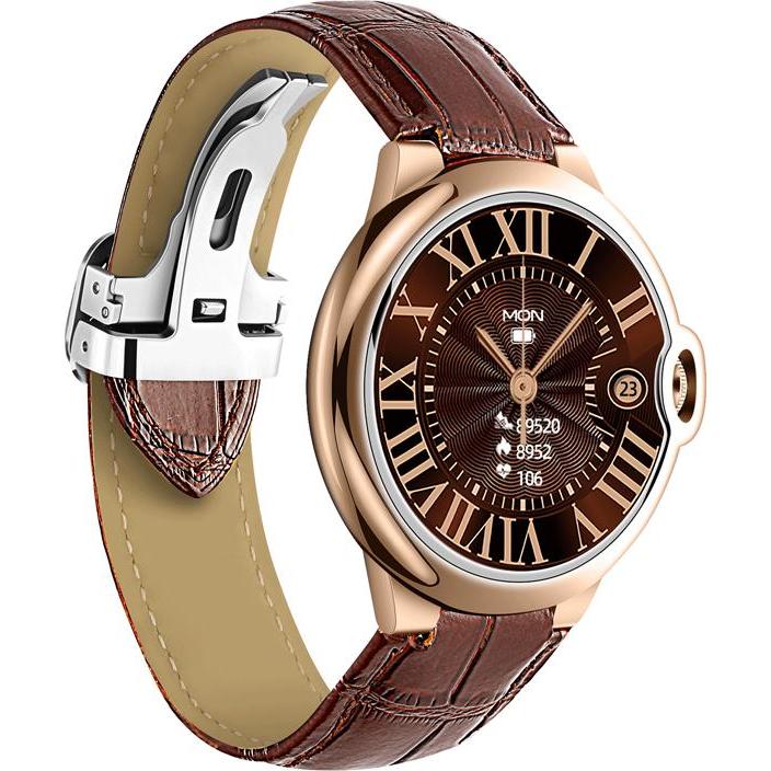 Thumbnail - EKO Connected Watch 5.0 mit Mikrofon und Lederarmband mit Faltschliesse, Smartwatch