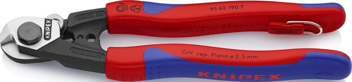 Knipex Drahtseilschere L.190mm mit Befestigungsöse BK brüniert Griff 2Komp.-Hüllen Schneidwert Pianodrah... (321 mm)