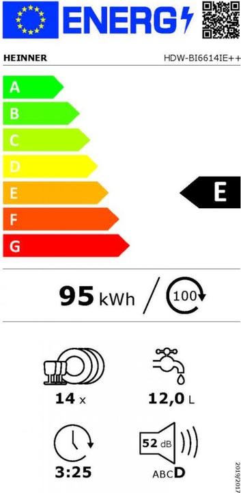 Label énergétique Heinner HDW-BI6614IE++