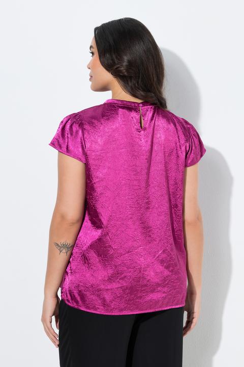 Immagine prodotto Ulla Popken Top blusa dal taglio svasato, con scollo a girocollo e maniche a coppa (44)