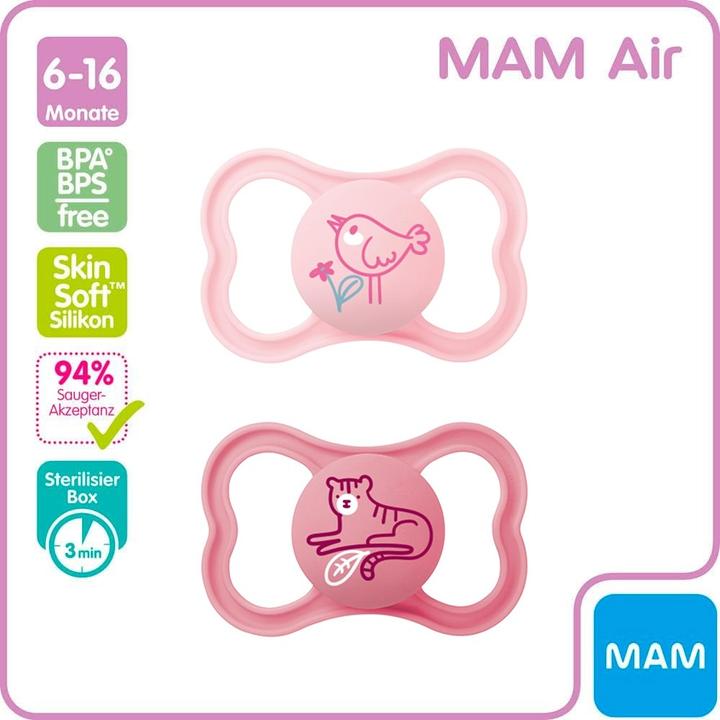 Immagine prodotto MAM Ciuccio in silicone ad aria, 2 pezzi, 6-16 mesi (2 x, 6 - 16 M.)