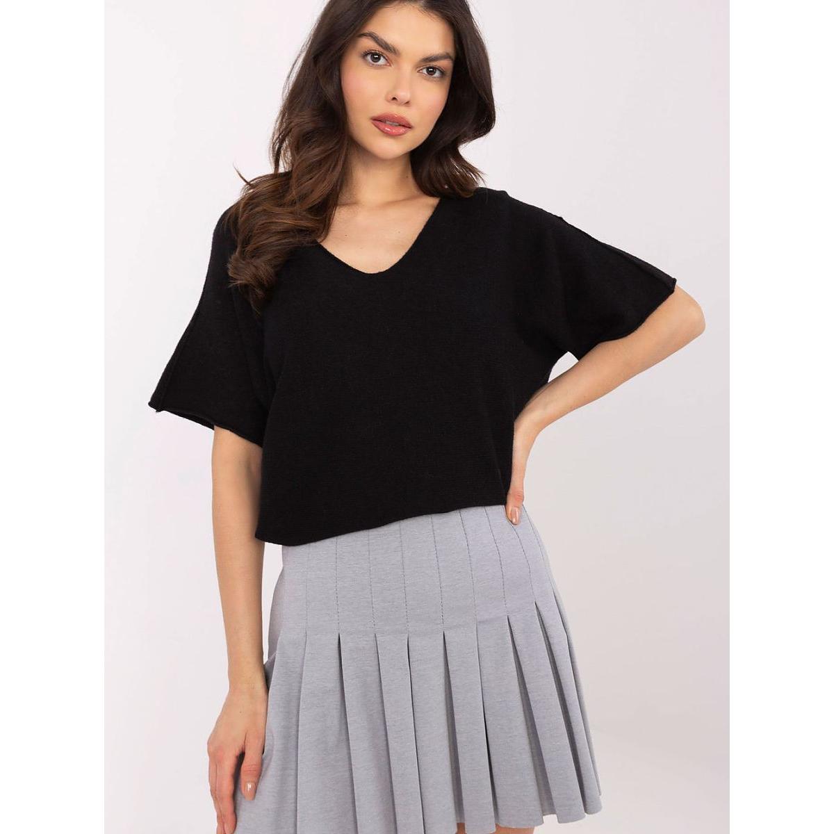 Italy Moda, Damen, Pullover, Kurzarm Pullover, Schwarz, (65 C)