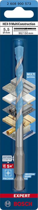 Produktbild Bosch Professional Zubehör EXPERT HEX-9 MultiConstruction Bohrer, 5,5 x 90 x 150 mm (5.5 mm)