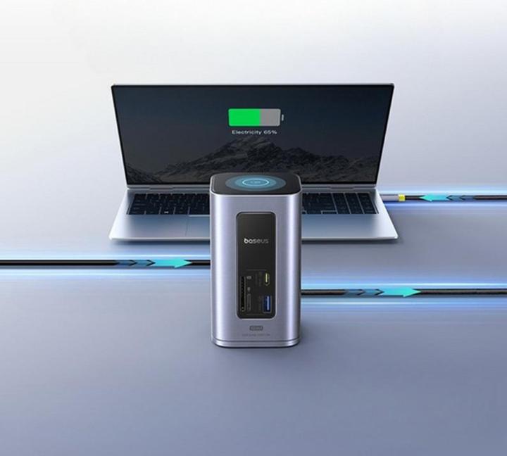 Actual product image Baseus USB-C Hub NU1 Air Spacemate, 12in1, Grey (USB-C, 12 ports)