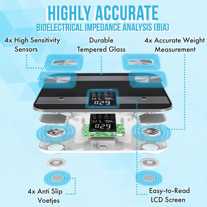Produktbild Silvergear Weegschaal met Lichaamsanalyse - Slimme Weegschaal - Scale (180 kg)