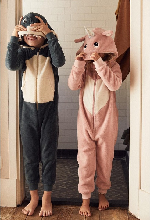 Actual product image La Redoute Collections Fleece overall with unicorn hood (116)