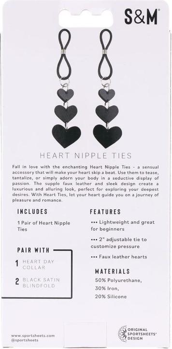 Productafbeelding Sportsheets Sex And Mischief Hart tepelbandjes zwart 10 cm
