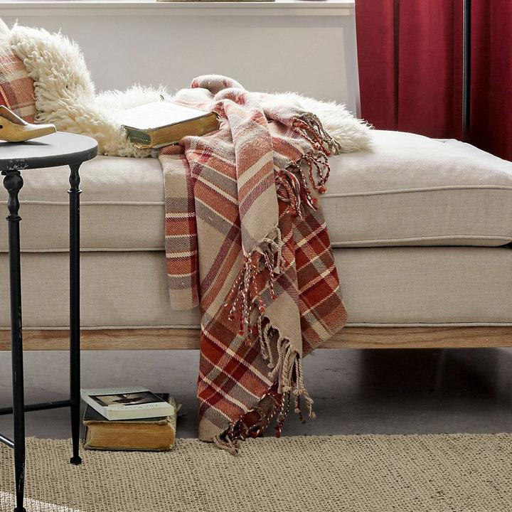 Image du produit Loberon Plaid Tartan rouge/beige (H, 130 cm)