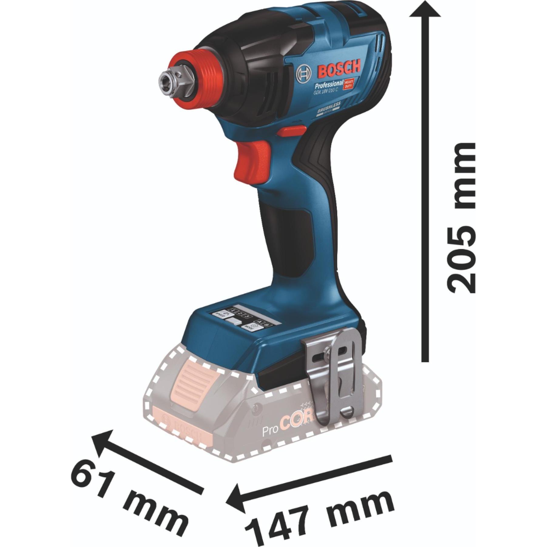 Bosch Professional, Bohrmaschine + Akkuschrauber, GDX 18V-210 C (Akkubetrieb)