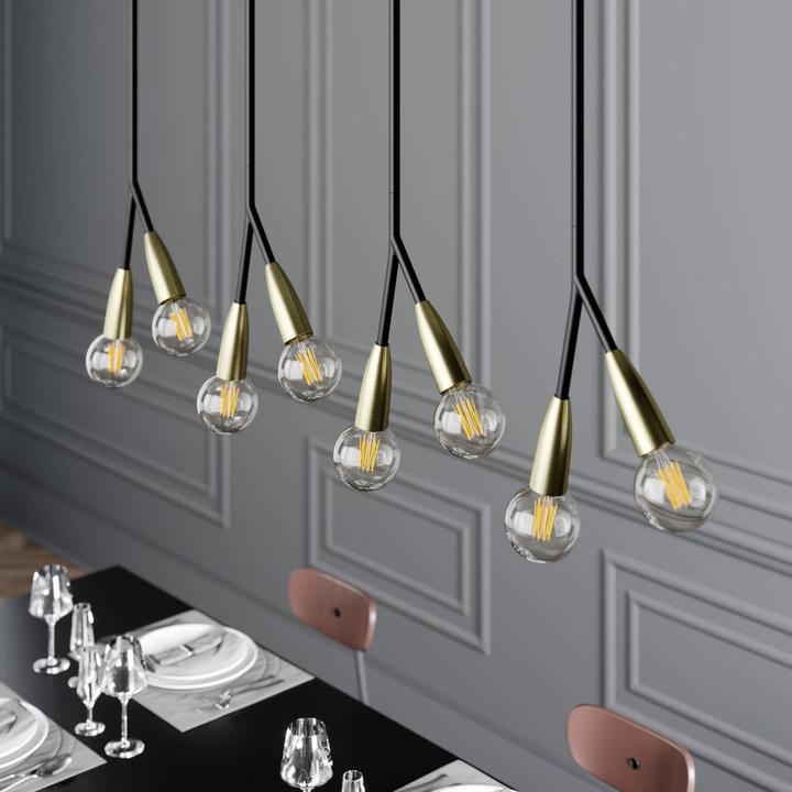 Actual product image Lucande Carlea 8 pendant light Black/Brass (E27)
