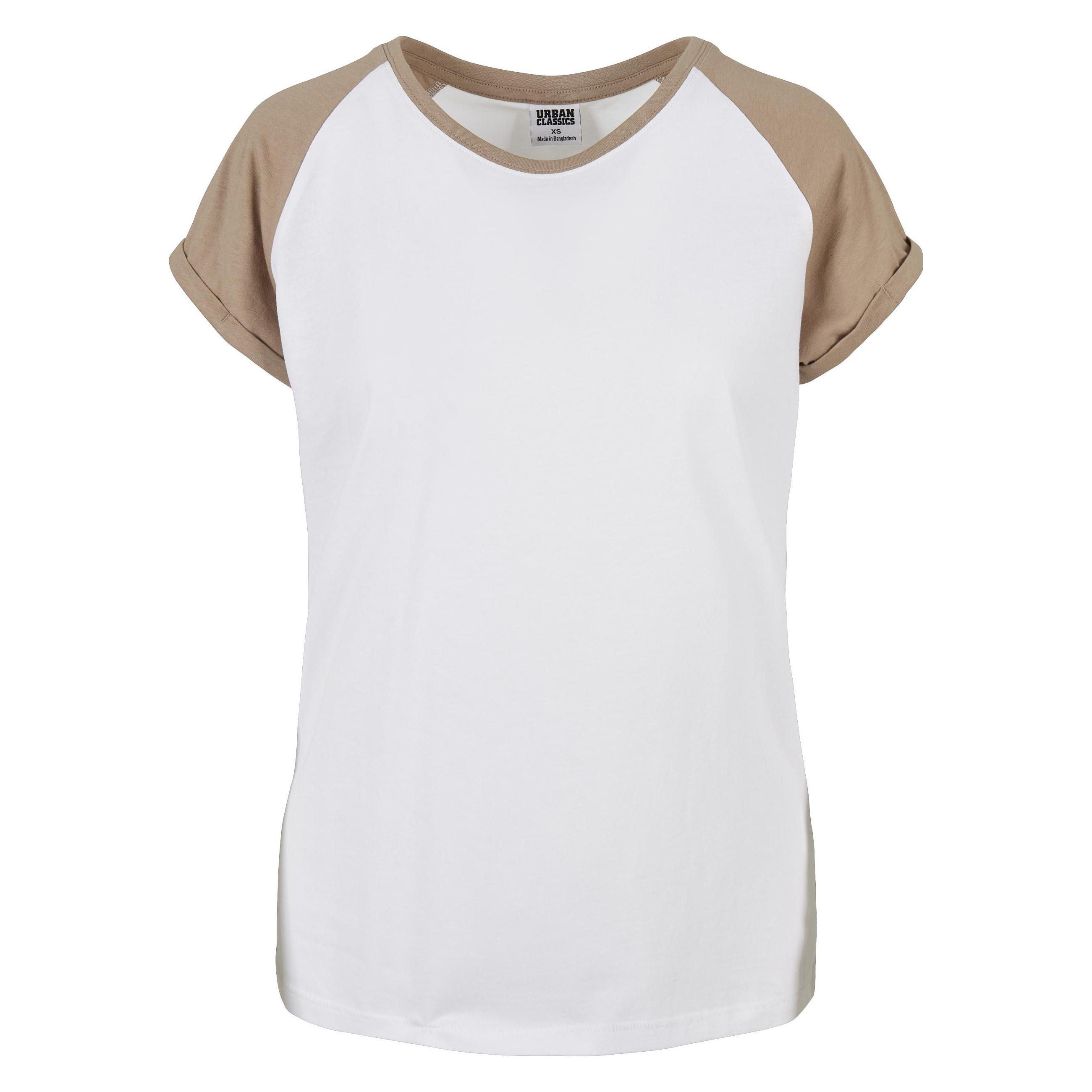 Urban Classics, Damen, Shirts, Ladies Contrast Raglan Tee - 2430, Mehrfarbig, Weiss, (Xs)