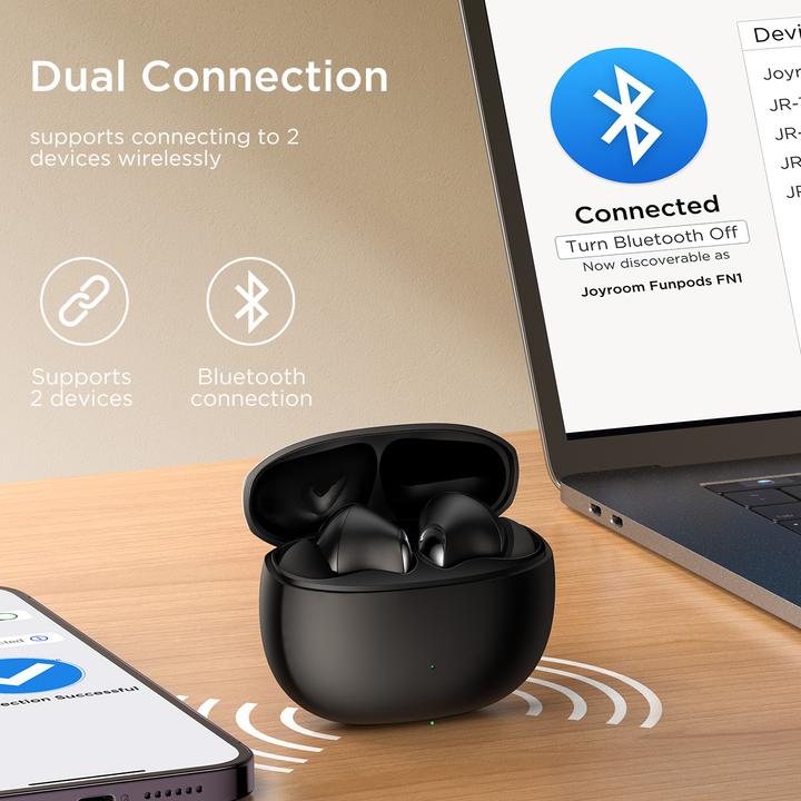 Actual product image Joyroom JR-FN1 Funpods Series Wireless Headphones (black) (ANC, 7 h, Wireless)