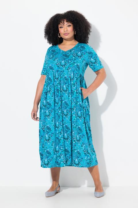 Actual product image Ulla Popken Paisley Print Empire Knit A-Line Pocket Dress (62)
