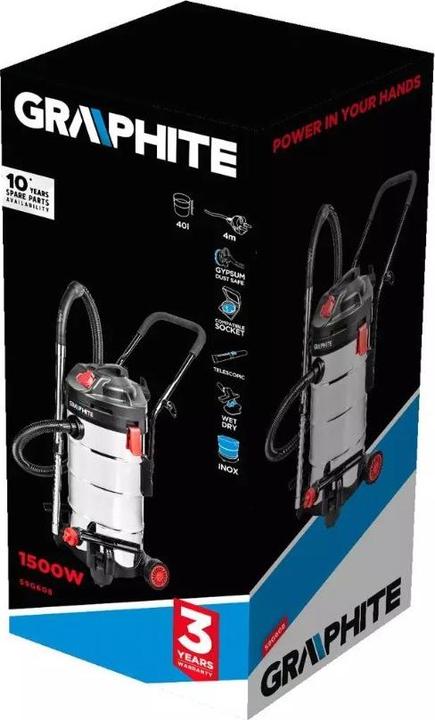 Produktbild Graphite Industriesauger 1500 W 59G608 (Nass-Trockensauger)